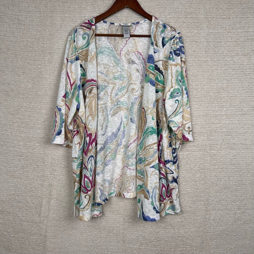 Catherines Womens Cardigan 2XWP Paisley Open Front Stretch‎ Long Sleeve Kimono